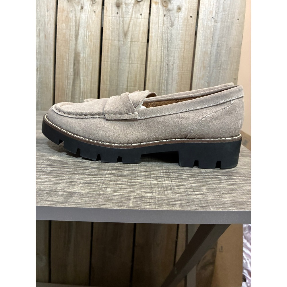 House of Harlow 1960 Gunner Light Taupe Suede Lug Sole Penny Loafers 10M - Picture 4 of 6
